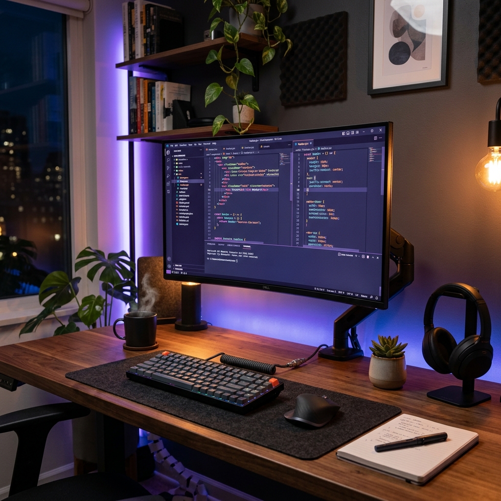 Modern office computer screen showing software design